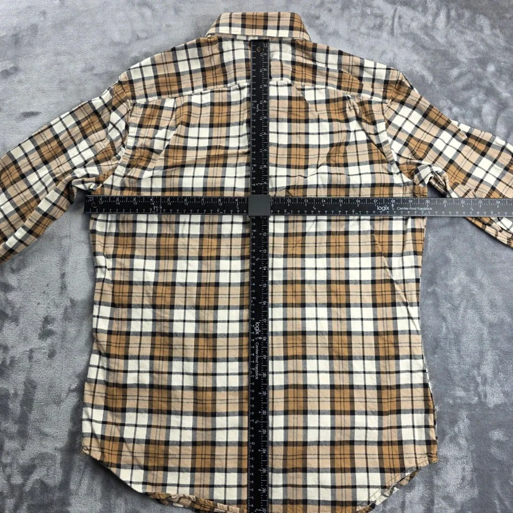 Banana Republic Button Down Shirt Mens S Brown Plaid Cotton Flannel Long Sleeve‎